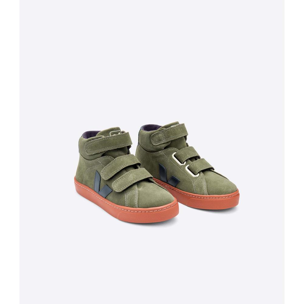 Veja ESPLAR MID SUEDE Kids' High Tops Olive | NZ 694XYU